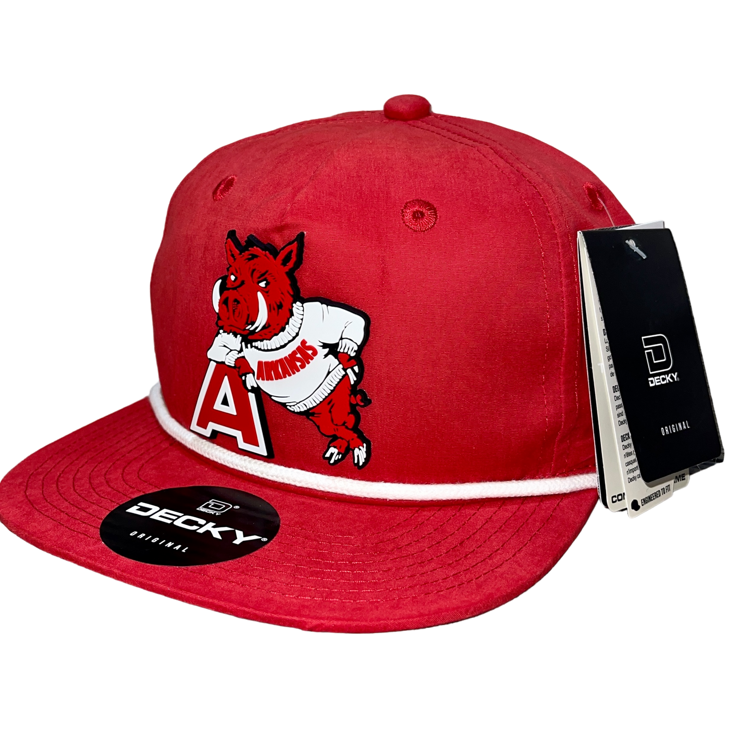 Arkansas Razorbacks- Leaning A 3D Classic Rope Hat- Red/ White - Ten Gallon Hat Co.