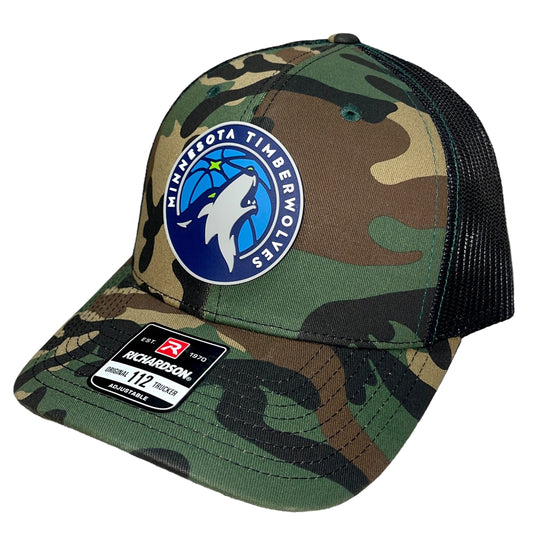 Minnesota Timberwolves 3D Snapback Trucker Hat- Army Camo/ Black - Ten Gallon Hat Co.