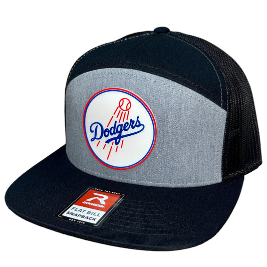 Los Angeles Dodgers 3D Snapback Seven-Panel Flat Bill Trucker Hat- Heather Grey/ Black - Ten Gallon Hat Co.