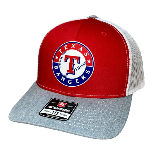 Texas Rangers 3D Snapback Trucker Hat- Red/ White/ Heather Grey