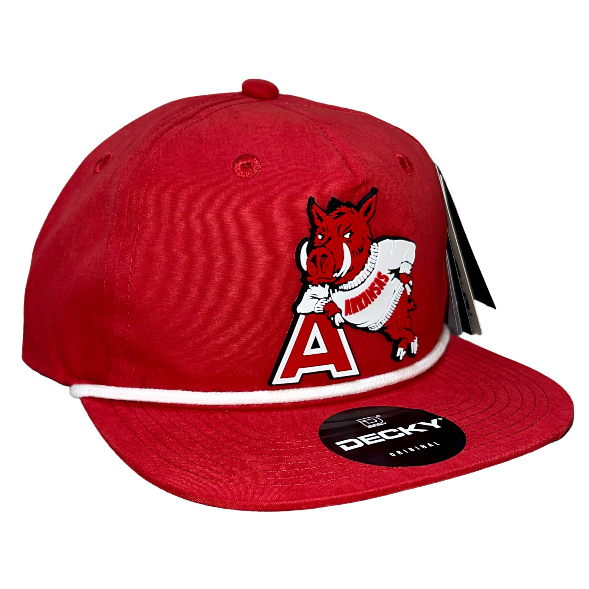 Arkansas Razorbacks- Leaning A 3D Classic Rope Hat- Red/ White - Ten Gallon Hat Co.