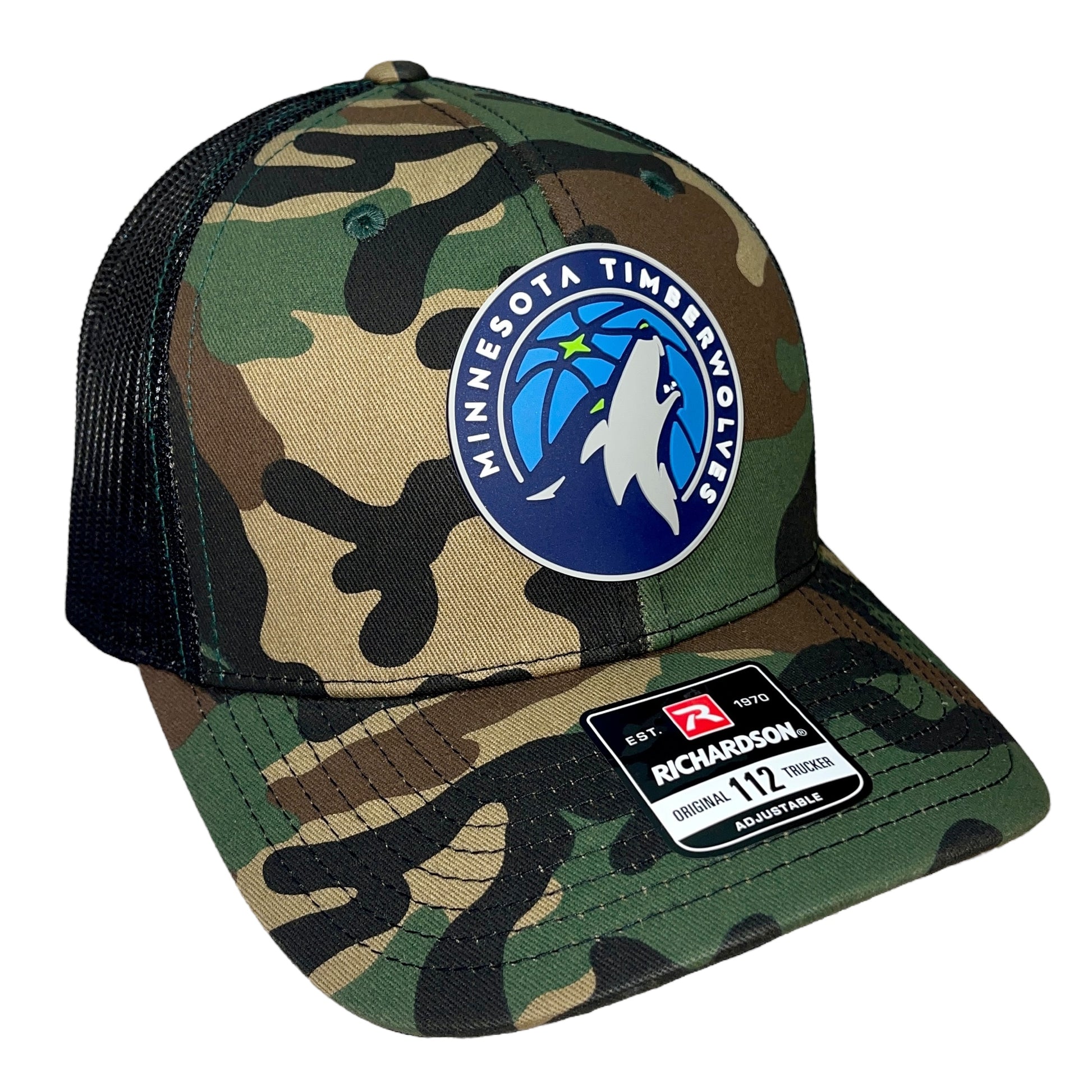 Minnesota Timberwolves 3D Snapback Trucker Hat- Army Camo/ Black - Ten Gallon Hat Co.