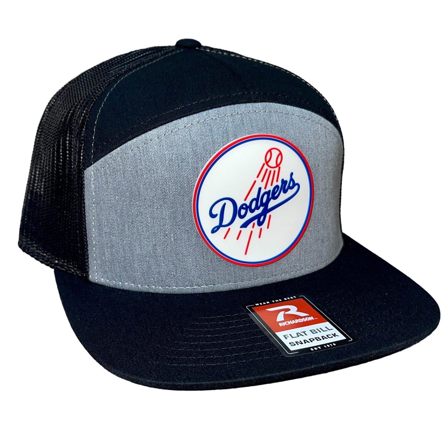 Los Angeles Dodgers 3D Snapback Seven-Panel Flat Bill Trucker Hat- Heather Grey/ Black - Ten Gallon Hat Co.