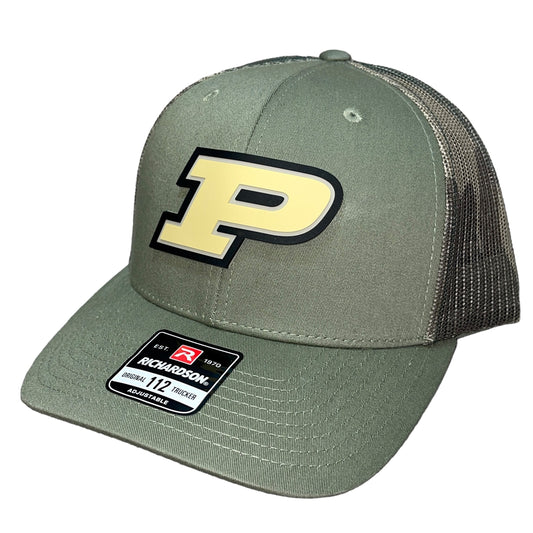 Purdue Boilermakers 3D Snapback Trucker Hat- Loden/ Green Camo - Ten Gallon Hat Co.