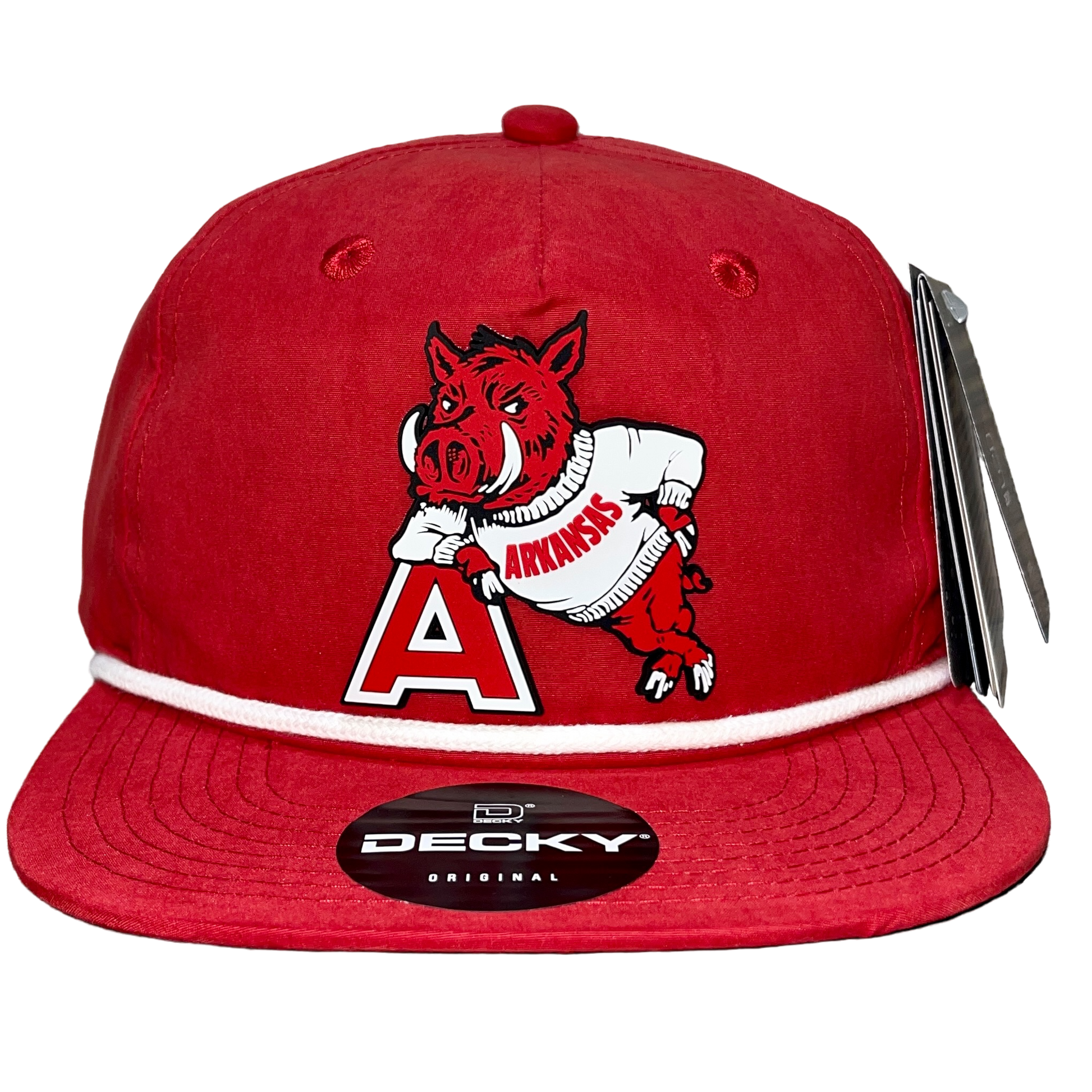 Arkansas Razorbacks- Leaning A 3D Classic Rope Hat- Red/ White - Ten Gallon Hat Co.