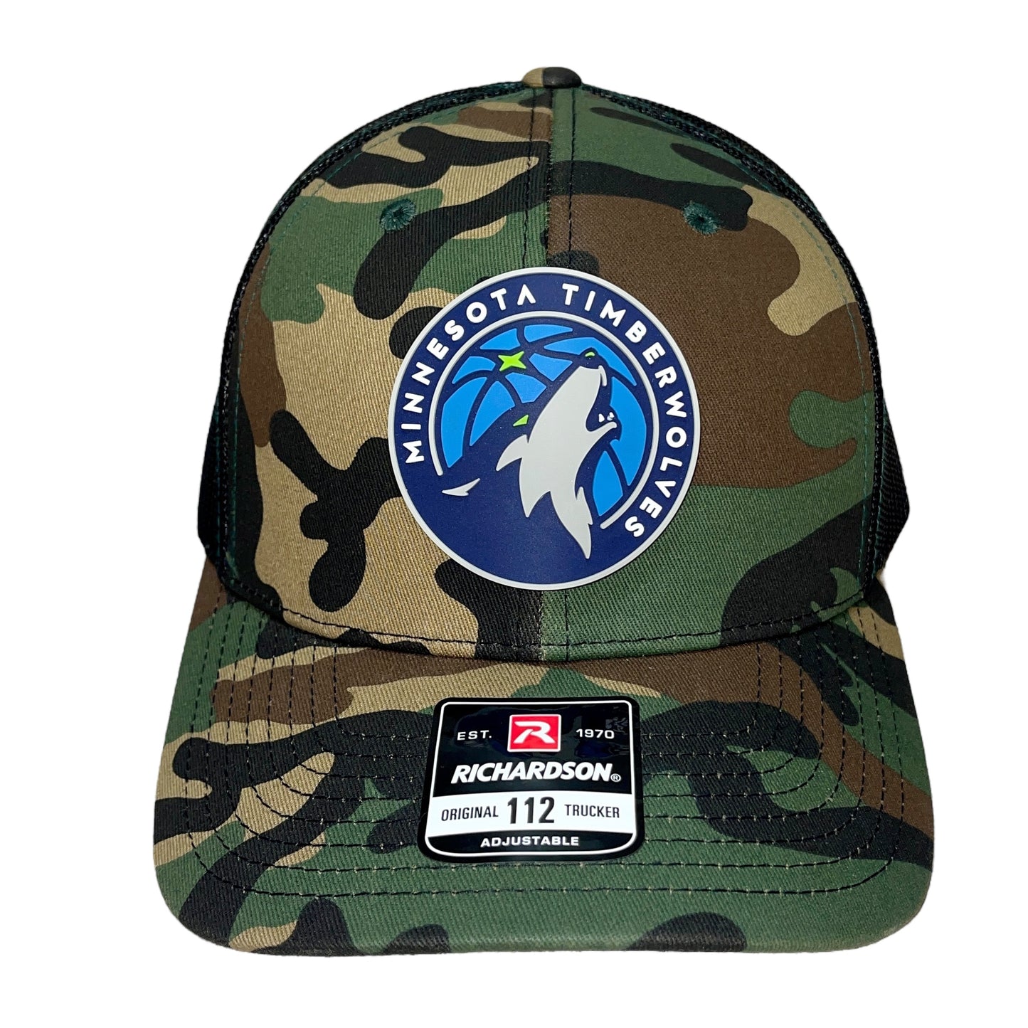 Minnesota Timberwolves 3D Snapback Trucker Hat- Army Camo/ Black - Ten Gallon Hat Co.