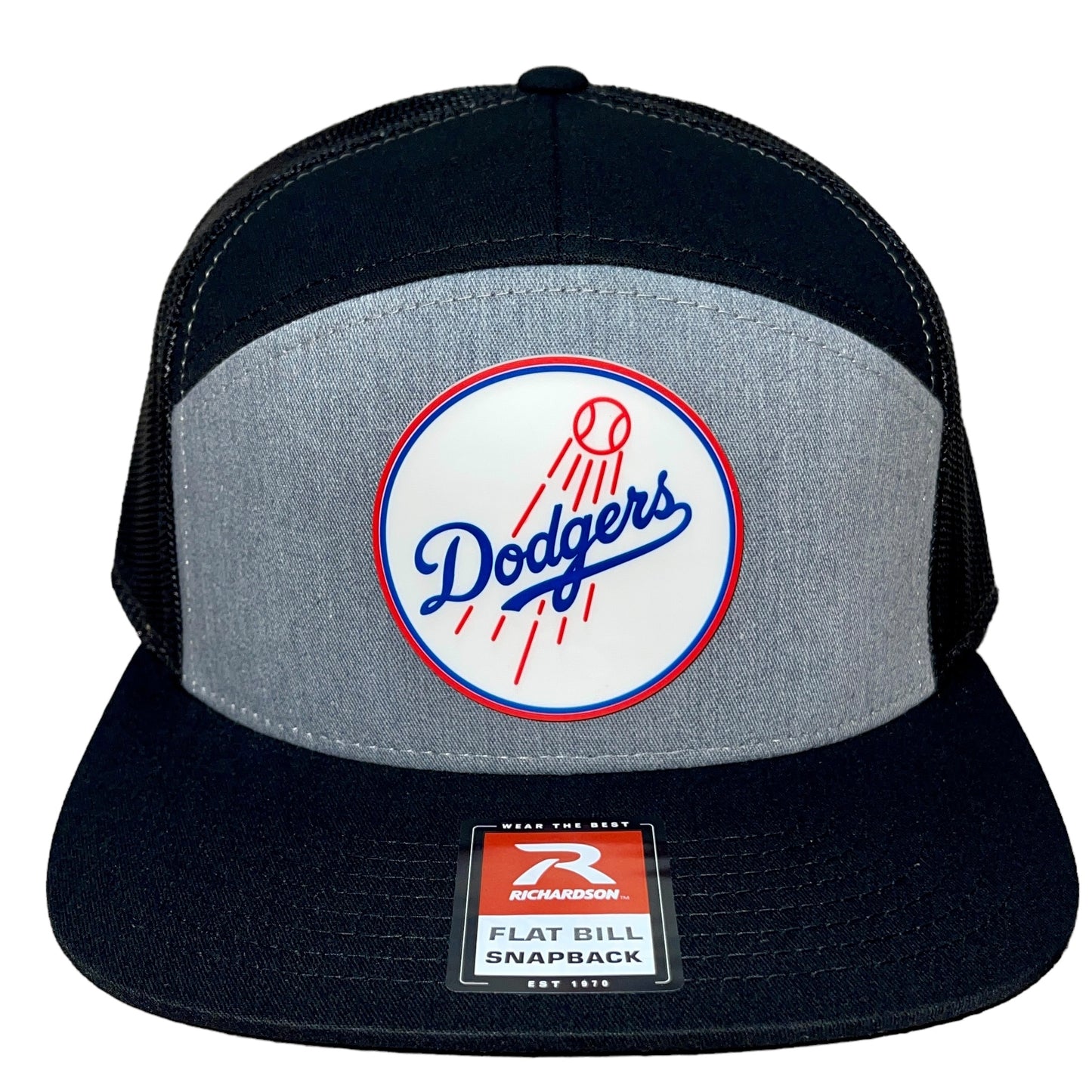 Los Angeles Dodgers 3D Snapback Seven-Panel Flat Bill Trucker Hat- Heather Grey/ Black - Ten Gallon Hat Co.