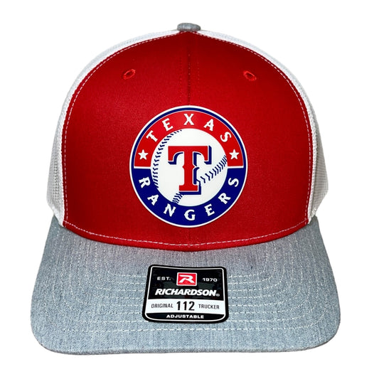 Texas Rangers 3D Snapback Trucker Hat- Red/ White/ Heather Grey