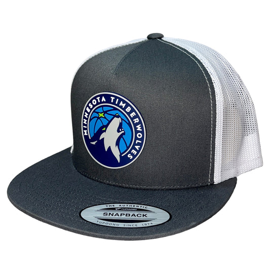 Minnesota Timberwolves 3D YP Snapback Flat Bill Trucker Hat- Charcoal/ White - Ten Gallon Hat Co.