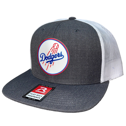 Los Angeles Dodgers 3D Wool Blend Flat Bill Hat- Heather Charcoal/ White - Ten Gallon Hat Co.