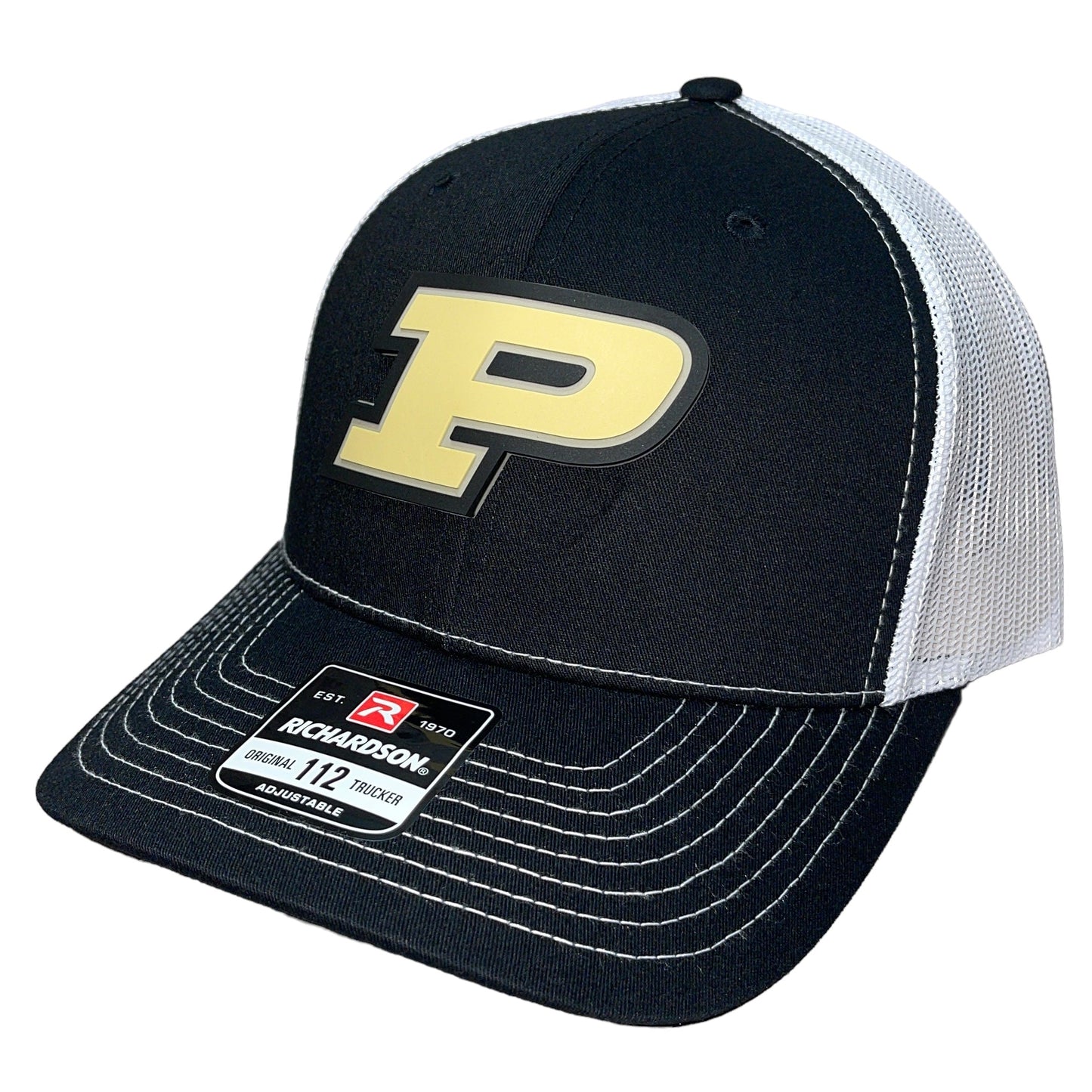 Purdue Boilermakers 3D Snapback Trucker Hat- Black/ White - Ten Gallon Hat Co.