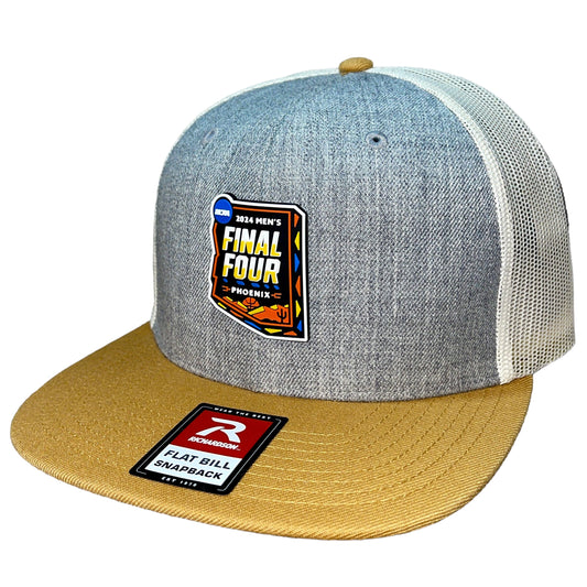 2024 March Madness- Final Four 3D Patch Wool Blend Flat Bill Hat- Heather Grey/ Birch/ Biscuit