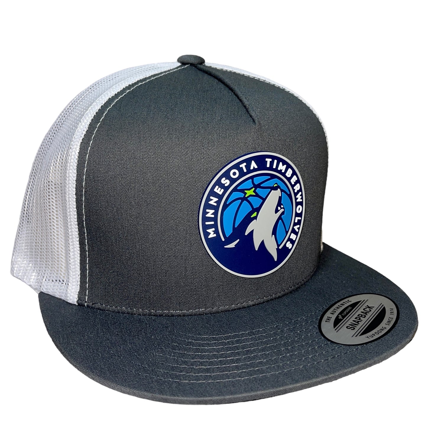 Minnesota Timberwolves 3D YP Snapback Flat Bill Trucker Hat- Charcoal/ White - Ten Gallon Hat Co.