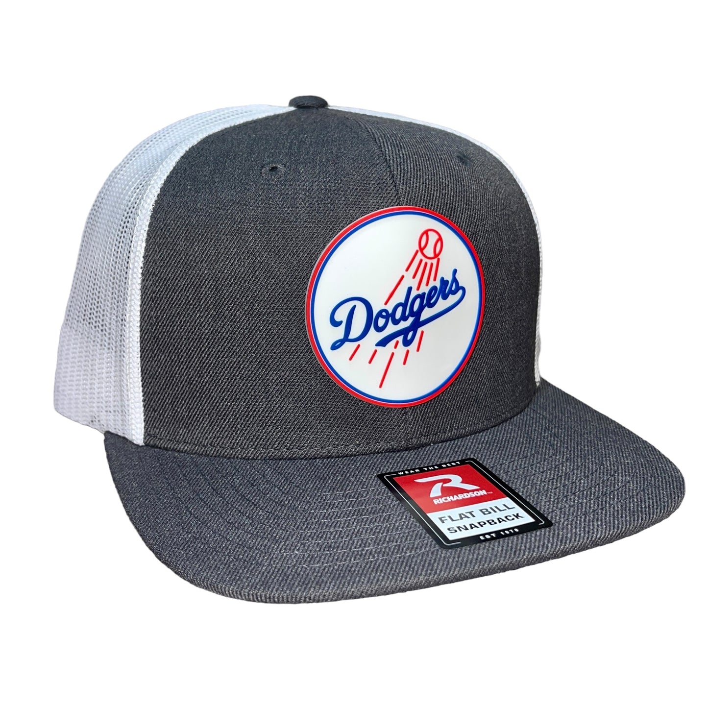 Los Angeles Dodgers 3D Wool Blend Flat Bill Hat- Heather Charcoal/ White - Ten Gallon Hat Co.