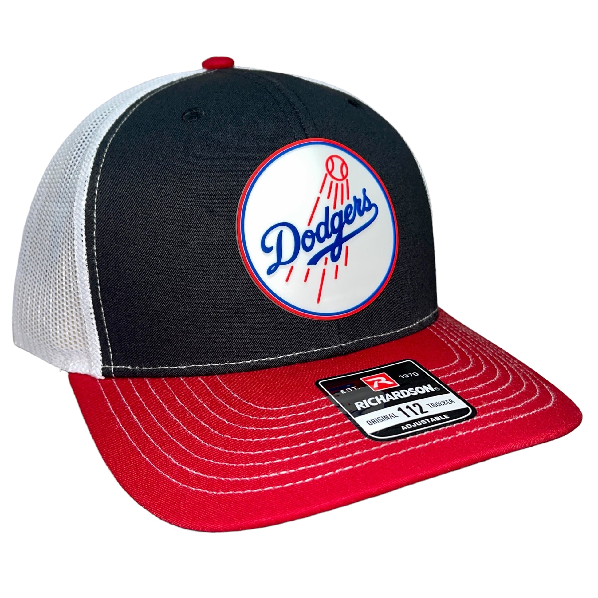 Los Angeles Dodgers 3D Snapback Trucker Hat- Black/ White/ Red - Ten Gallon Hat Co.