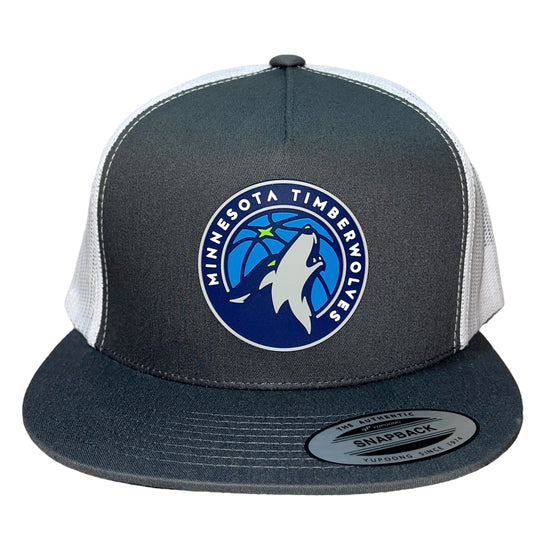Minnesota Timberwolves 3D YP Snapback Flat Bill Trucker Hat- Charcoal/ White - Ten Gallon Hat Co.