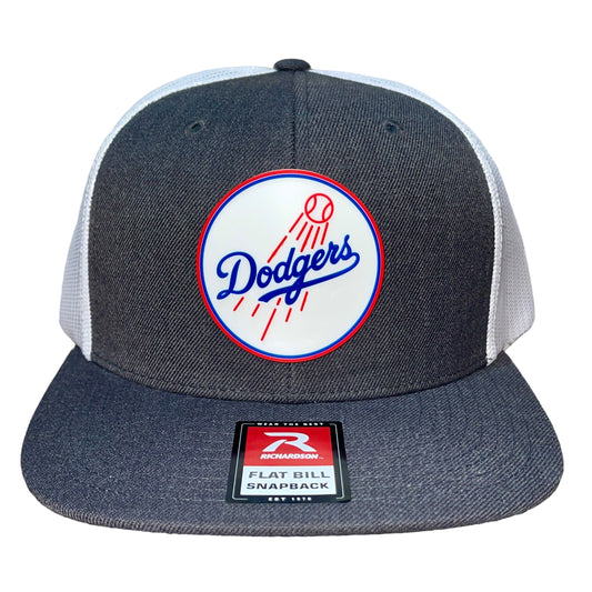 Los Angeles Dodgers 3D Wool Blend Flat Bill Hat- Heather Charcoal/ White - Ten Gallon Hat Co.