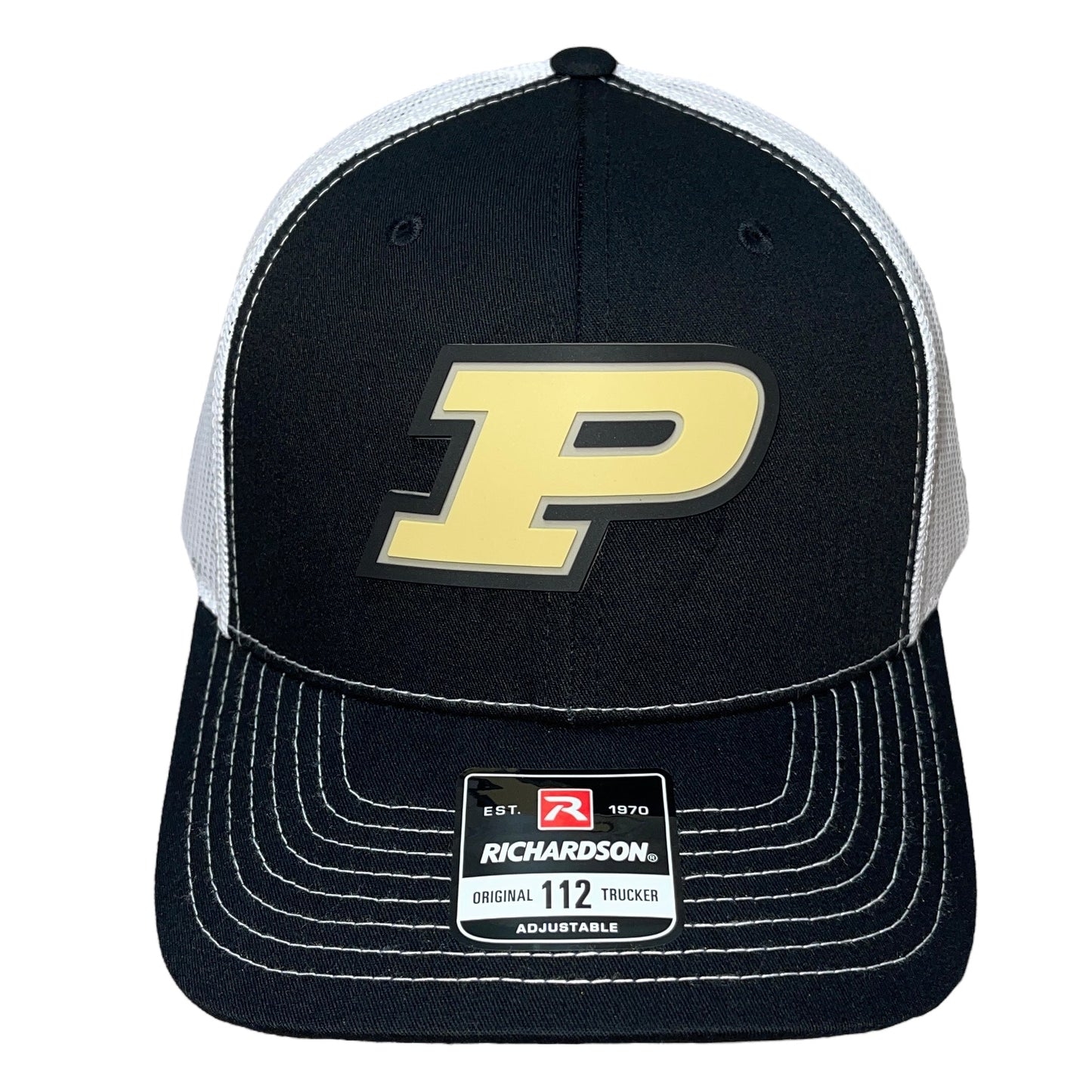 Purdue Boilermakers 3D Snapback Trucker Hat- Black/ White - Ten Gallon Hat Co.