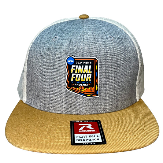 2024 March Madness- Final Four 3D Patch Wool Blend Flat Bill Hat- Heather Grey/ Birch/ Biscuit