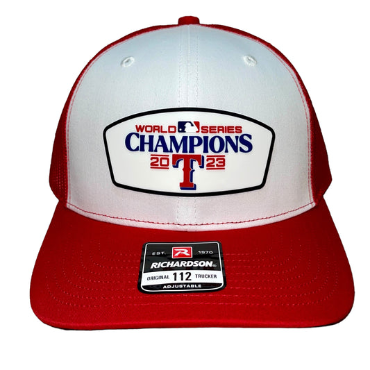 Texas Rangers 2023 World Series Champions 3D Snapback Trucker Hat- White/ Red