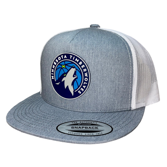 Minnesota Timberwolves 3D YP Snapback Flat Bill Trucker Hat- Heather Grey/ White - Ten Gallon Hat Co.