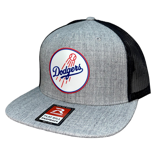 Los Angeles Dodgers 3D Wool Blend Flat Bill Hat- Heather Grey/ Black - Ten Gallon Hat Co.