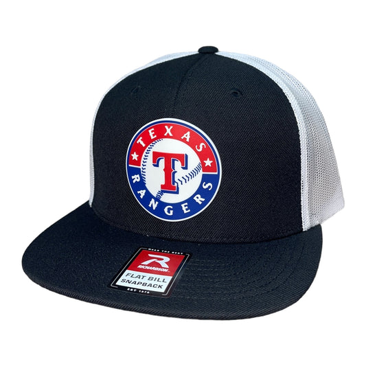 Texas Rangers 3D Wool Blend Flat Bill Hat- Black/ White