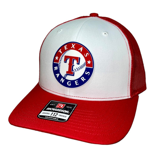 Texas Rangers 3D Snapback Trucker Hat- White/ Red