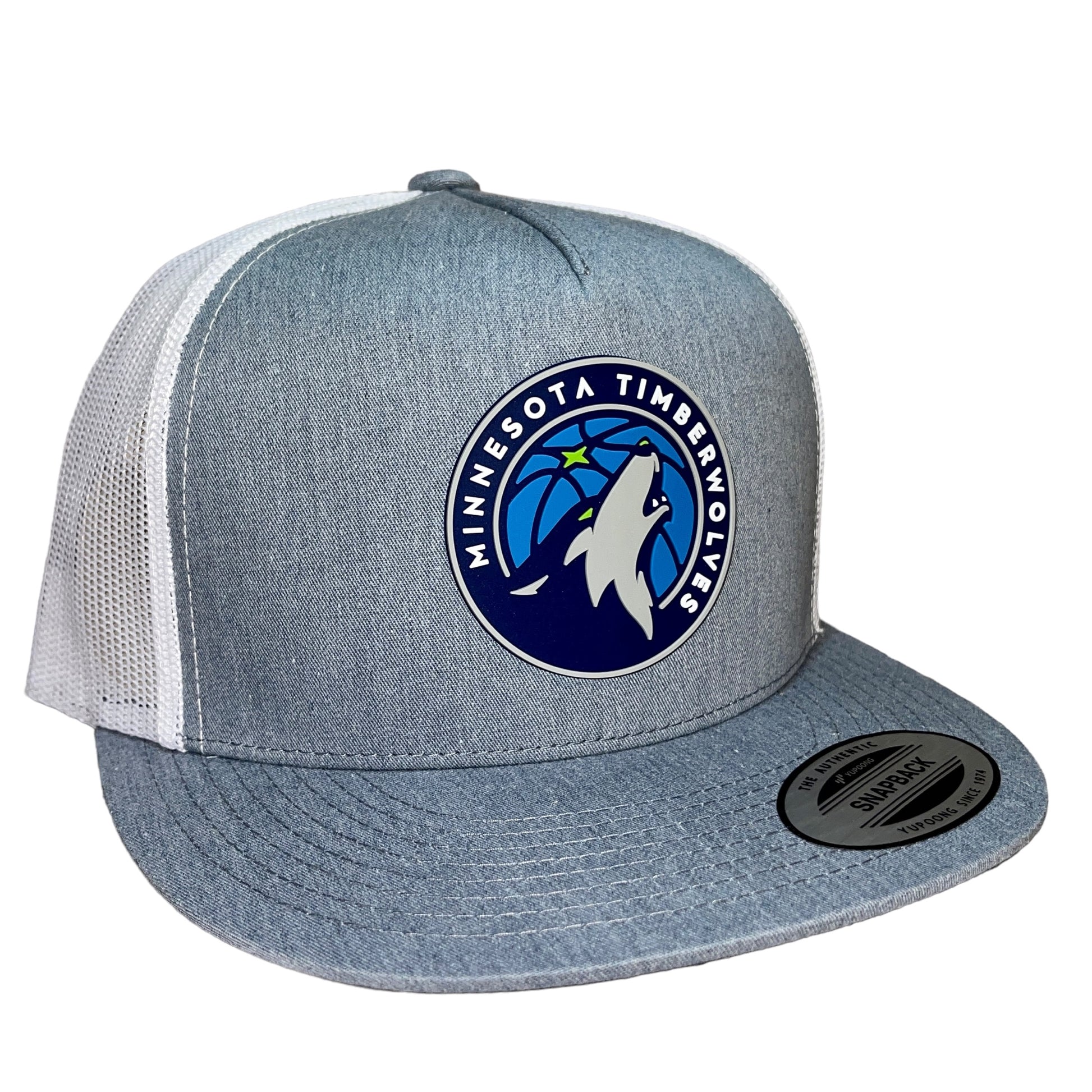 Minnesota Timberwolves 3D YP Snapback Flat Bill Trucker Hat- Heather Grey/ White - Ten Gallon Hat Co.