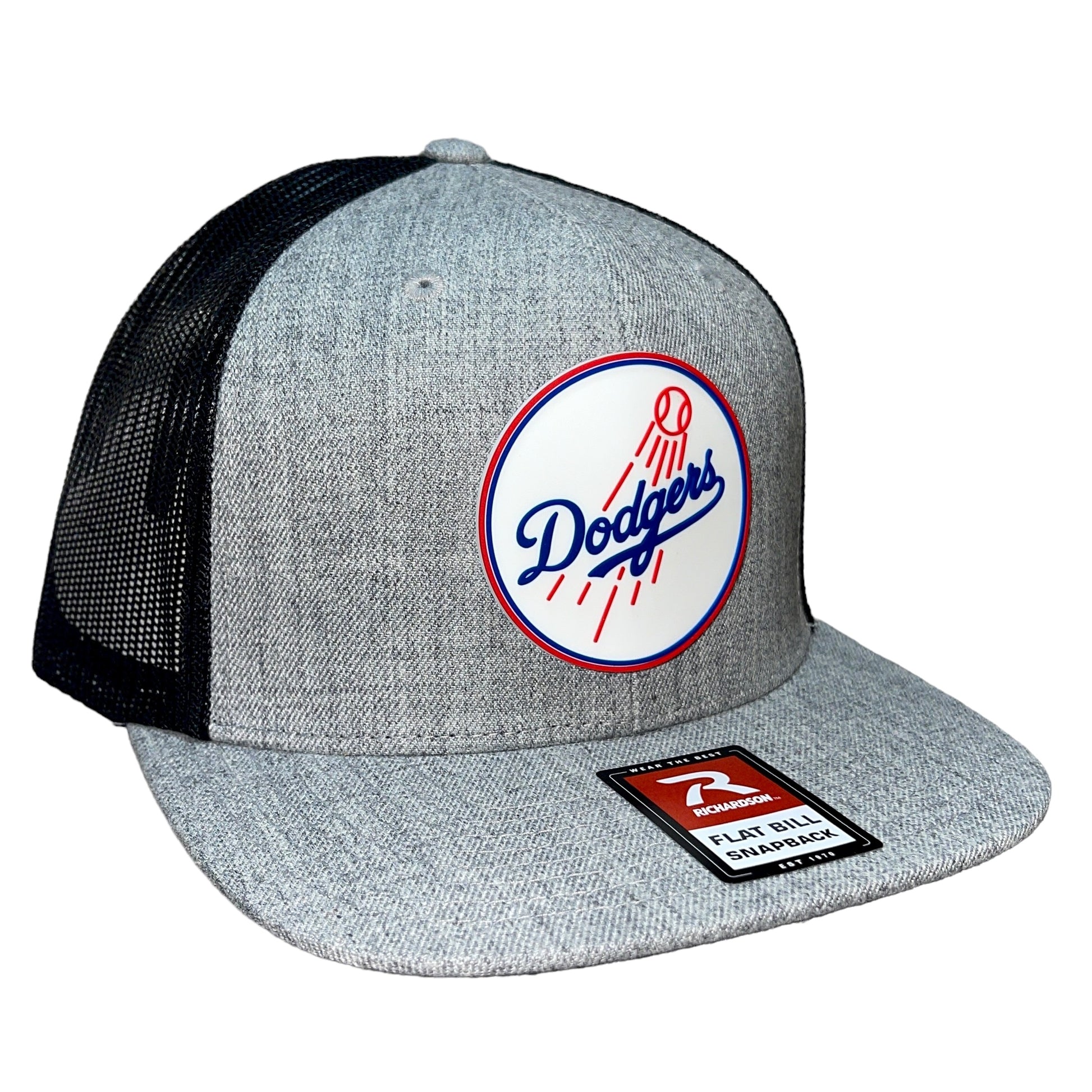 Los Angeles Dodgers 3D Wool Blend Flat Bill Hat- Heather Grey/ Black - Ten Gallon Hat Co.