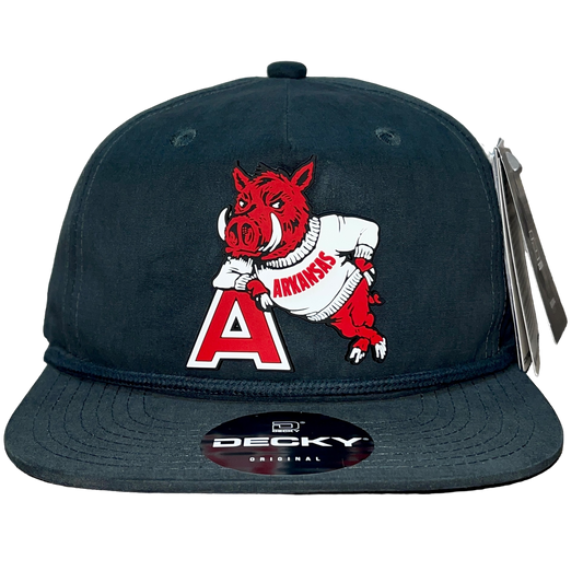 Arkansas Razorbacks- Leaning A 3D Classic Rope Hat- Charcoal - Ten Gallon Hat Co.