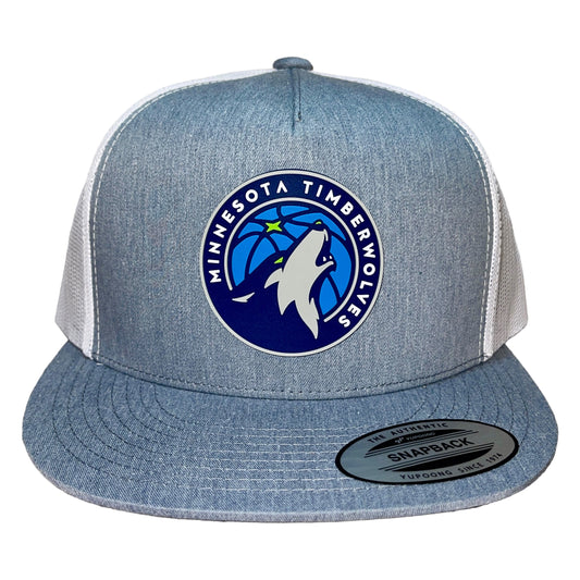 Minnesota Timberwolves 3D YP Snapback Flat Bill Trucker Hat- Heather Grey/ White - Ten Gallon Hat Co.