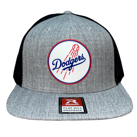 Los Angeles Dodgers 3D Wool Blend Flat Bill Hat- Heather Grey/ Black - Ten Gallon Hat Co.