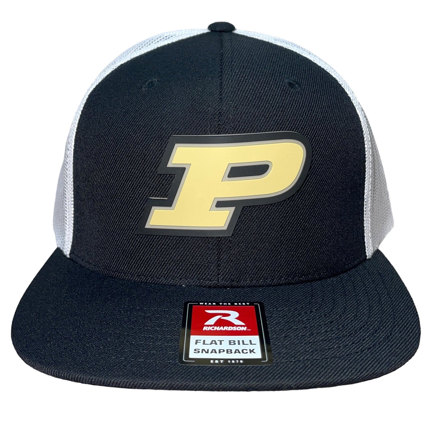 Purdue Boilermakers 3D Wool Blend Flat Bill Hat- Black/ White - Ten Gallon Hat Co.