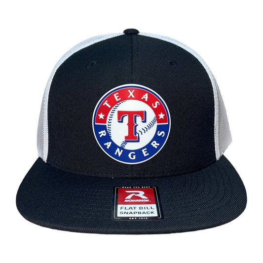 Texas Rangers 3D Wool Blend Flat Bill Hat- Black/ White