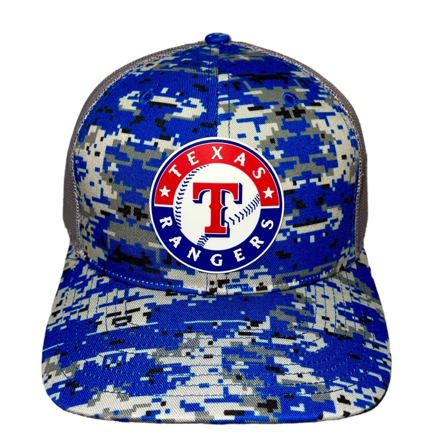 Texas Rangers 3D Snapback Trucker Hat- Royal Digital Camo