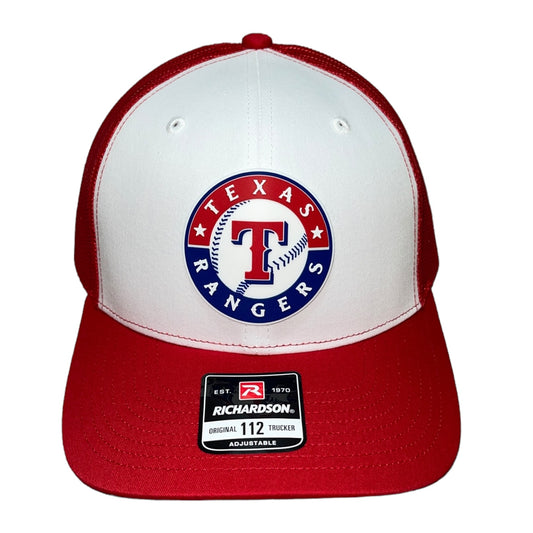 Texas Rangers 3D Snapback Trucker Hat- White/ Red