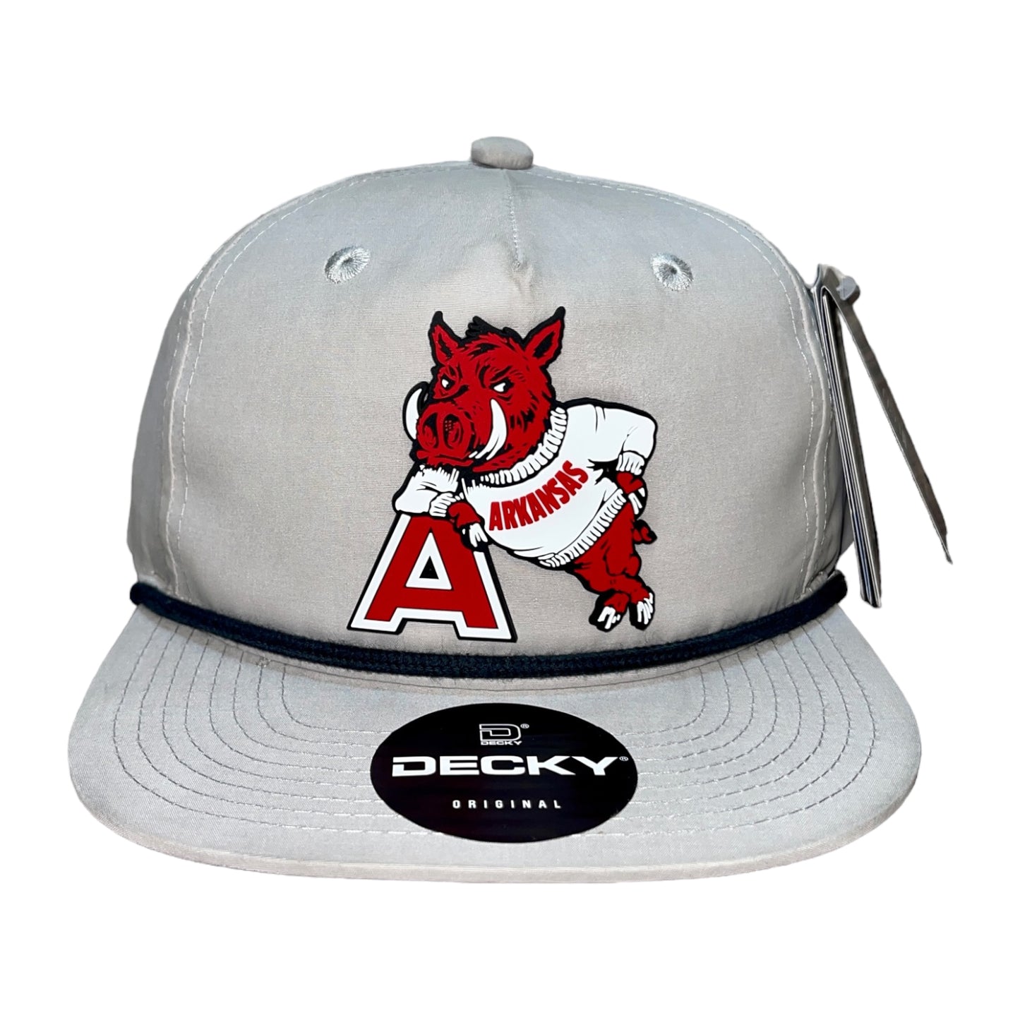 Arkansas Razorbacks- Leaning A 3D Classic Rope Hat- Grey/ Charcoal