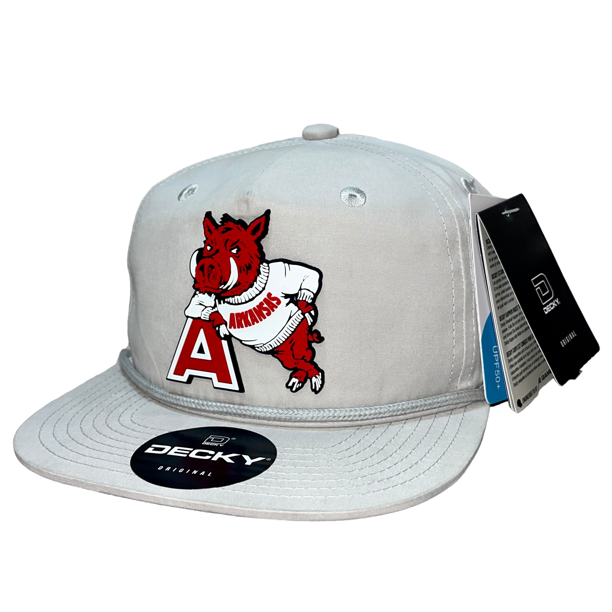 Arkansas Razorbacks- Leaning A 3D Classic Rope Hat- Grey - Ten Gallon Hat Co.