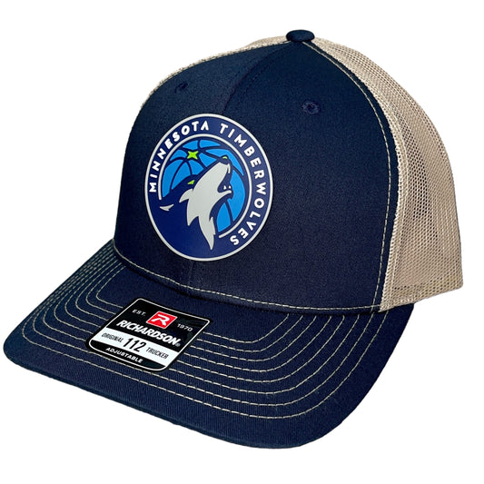 Minnesota Timberwolves 3D Snapback Trucker Hat- Navy/ Tan - Ten Gallon Hat Co.