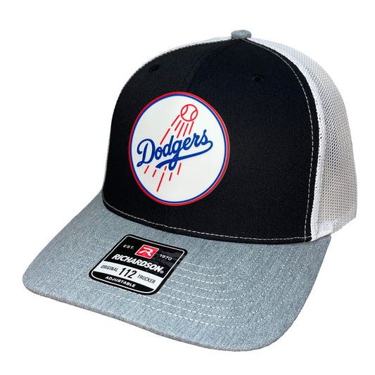 Los Angeles Dodgers 3D Snapback Trucker Hat- Black/ White/ Heather Grey - Ten Gallon Hat Co.