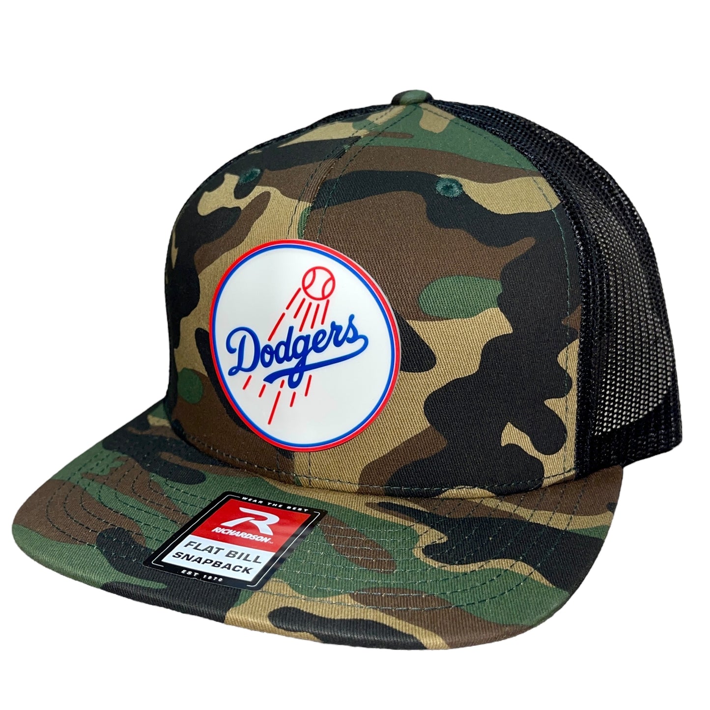 Los Angeles Dodgers 3D Wool Blend Flat Bill Hat- Army Camo/ Black - Ten Gallon Hat Co.