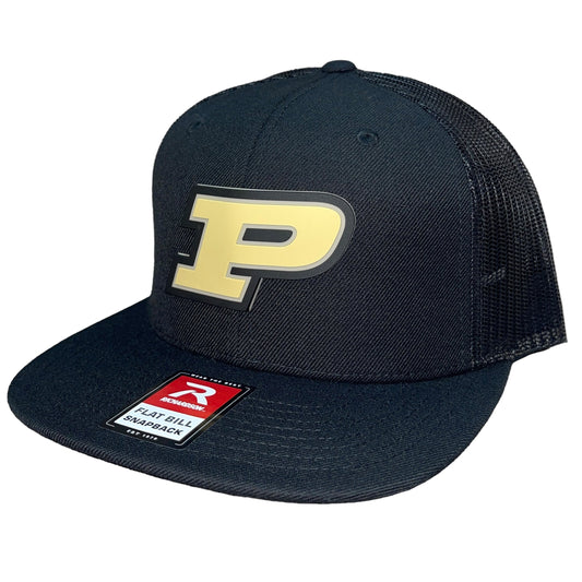 Purdue Boilermakers 3D Wool Blend Flat Bill Hat- Black - Ten Gallon Hat Co.