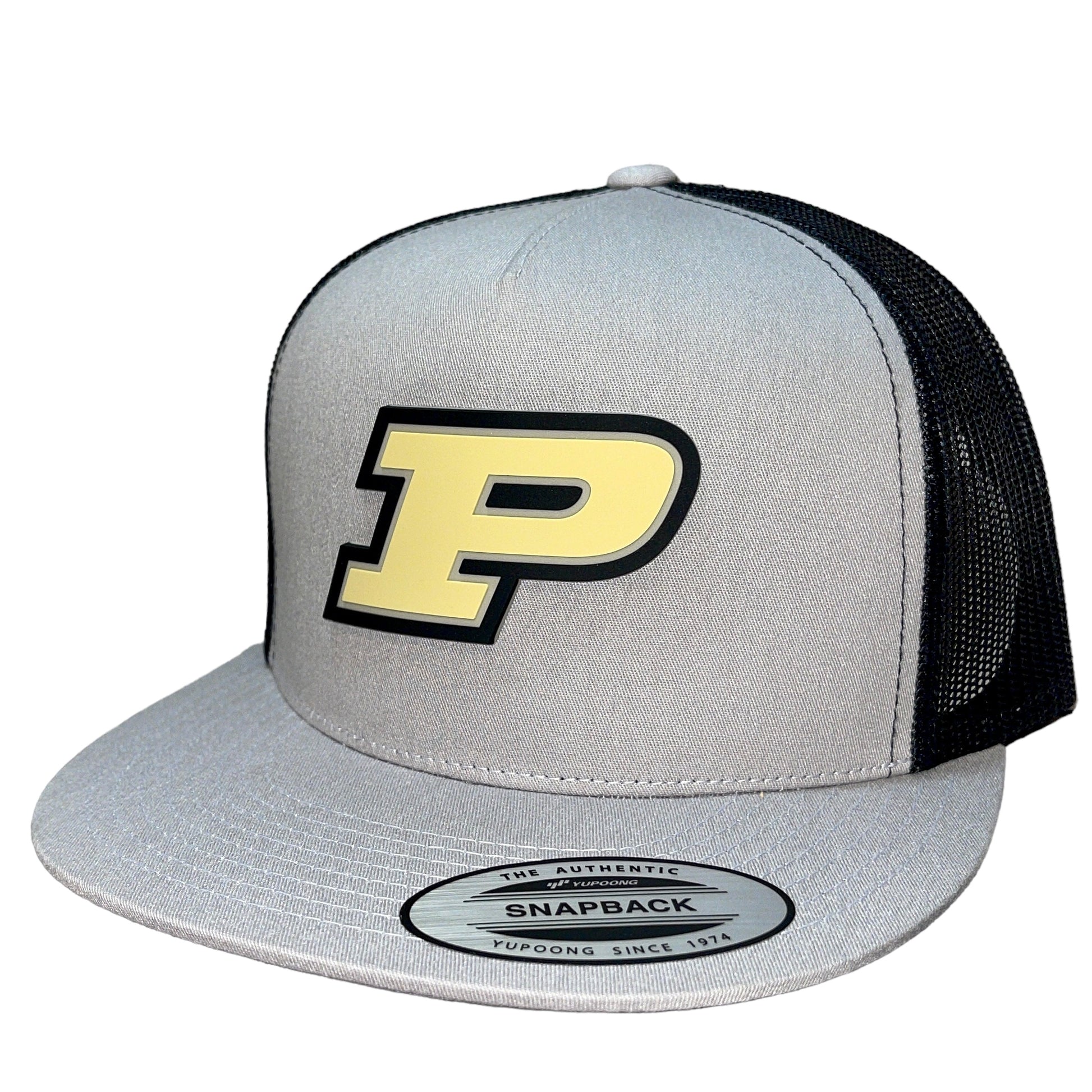 Purdue Boilermakers 3D YP Snapback Flat Bill Trucker Hat- Silver/ Black - Ten Gallon Hat Co.