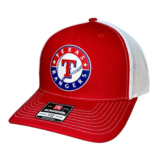 Texas Rangers 3D Snapback Trucker Hat- Red/ White