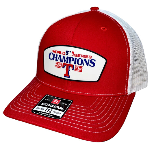 Texas Rangers 2023 World Series Champions 3D Snapback Trucker Hat- Red/ White