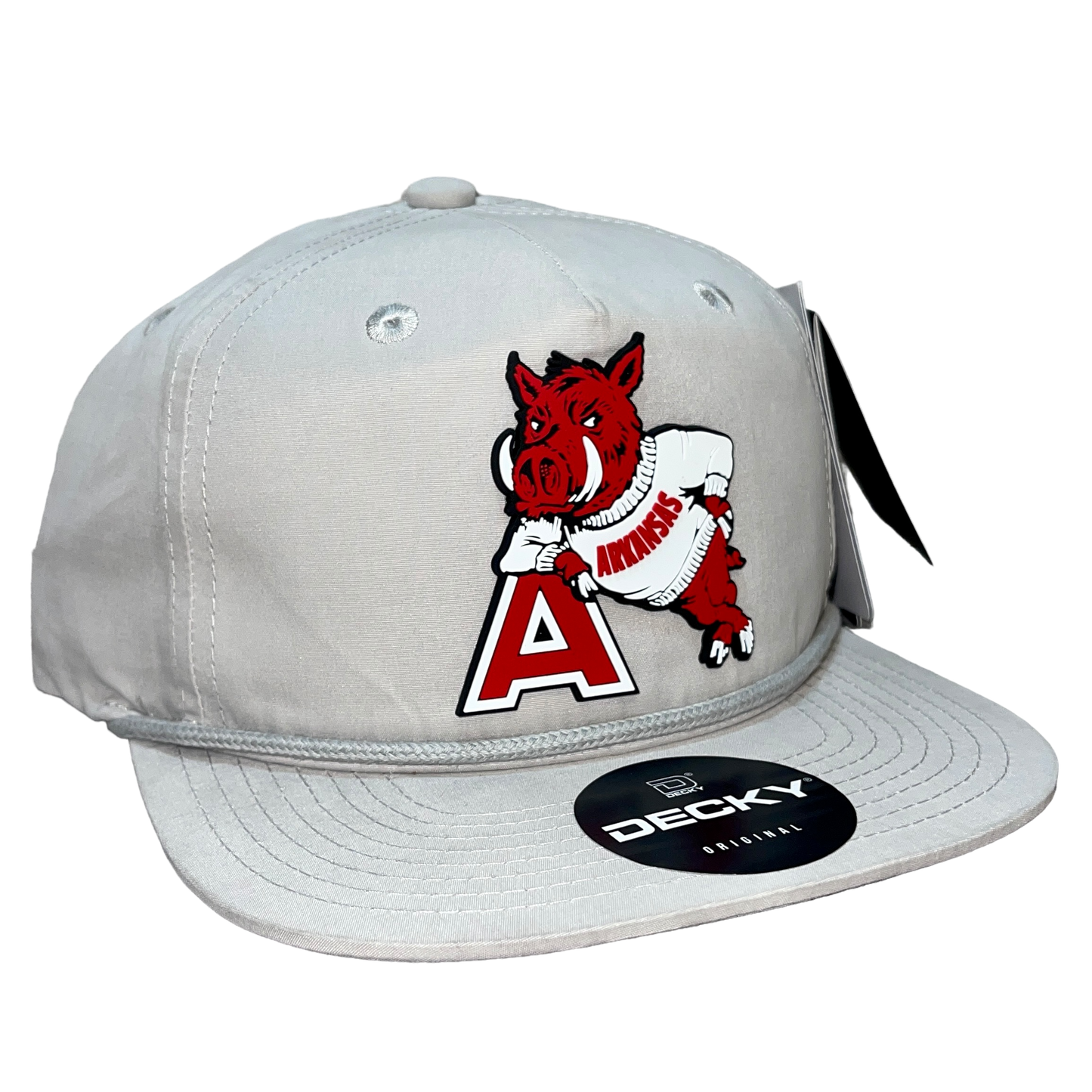 Arkansas Razorbacks- Leaning A 3D Classic Rope Hat- Grey - Ten Gallon Hat Co.