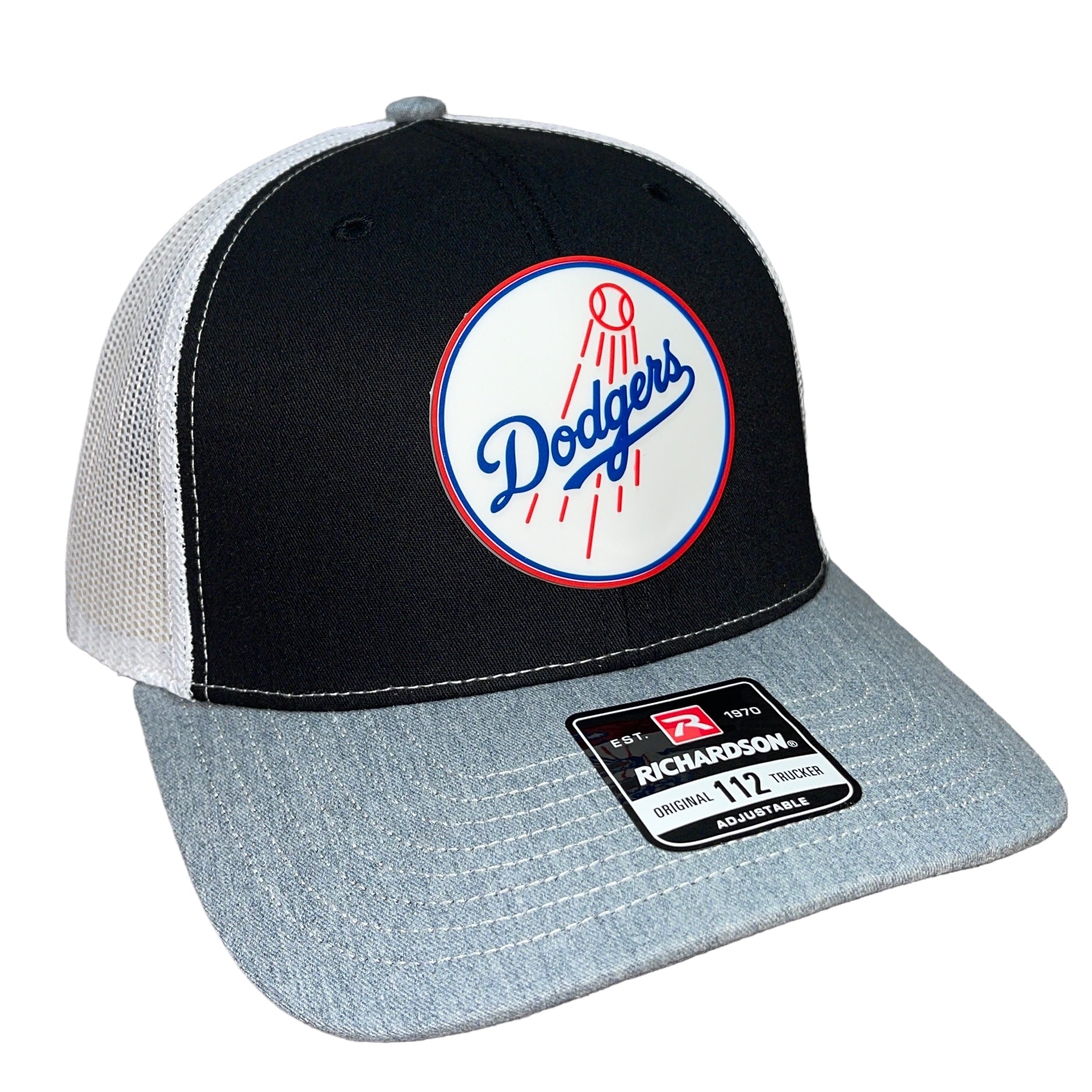 Los Angeles Dodgers 3D Snapback Trucker Hat- Black/ White/ Heather Grey - Ten Gallon Hat Co.