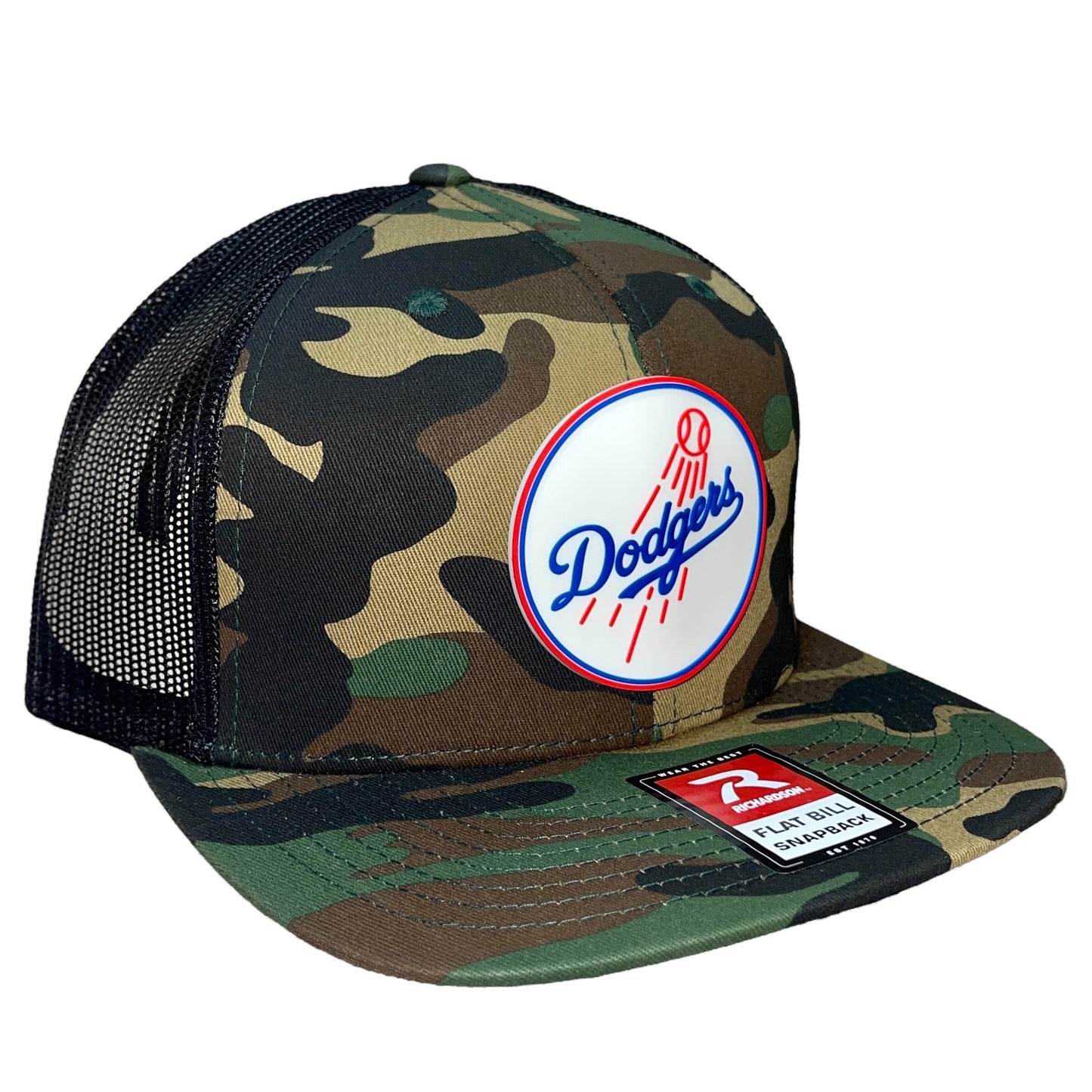 Los Angeles Dodgers 3D Wool Blend Flat Bill Hat- Army Camo/ Black - Ten Gallon Hat Co.