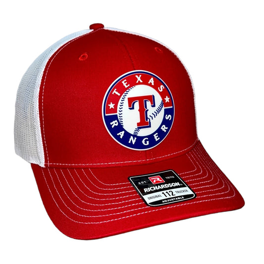 Texas Rangers 3D Snapback Trucker Hat- Red/ White